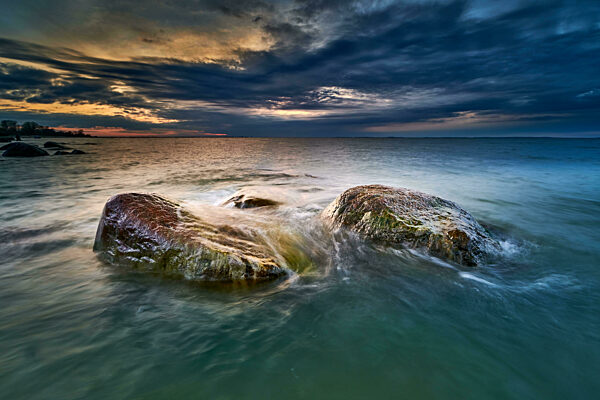 rocky baltic seascape in the evening