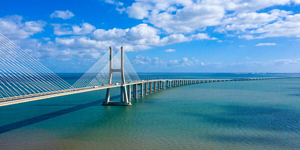 Vasco da Gama Bridge in Lisbon is a famous landmark in the city