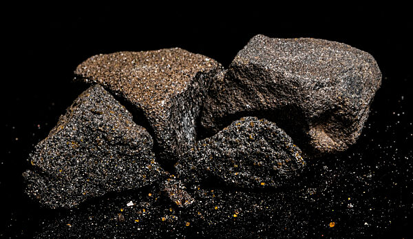 Macro Close up image of raw material Platinum and Chrome Ore roc