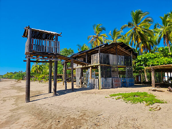Panama, Las Lajas beach, old wooden watchtower