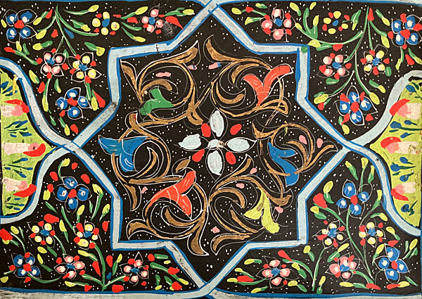 Ornate hand-painted, Moroccan, floral patterned, traditional furniture