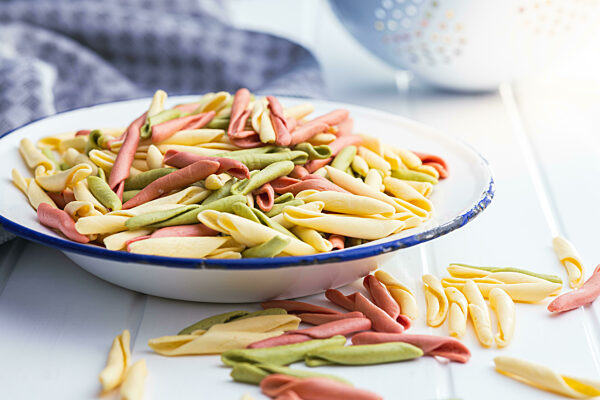 Fusilli pugliesi. Italian twisted pasta on plate.