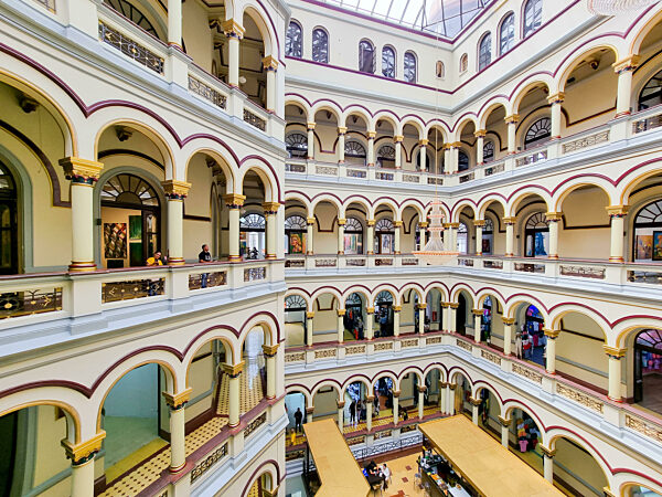 Colombia, Medellin, arched interior patio of the national palace