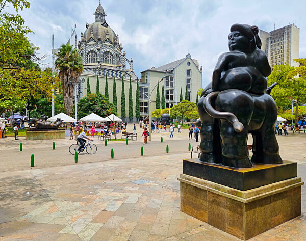 Colombia, Medellin, Botero square panoramic view