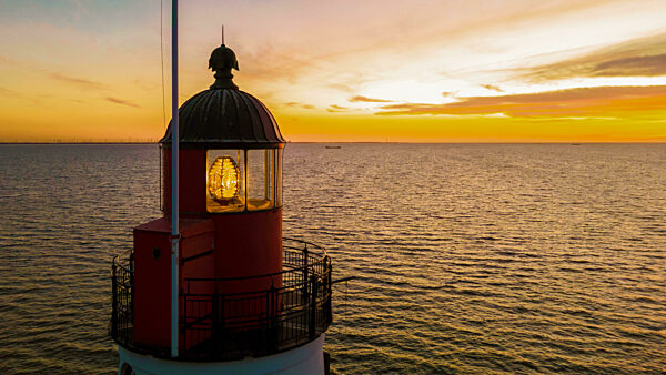 Lighthhouse of Urk Netherlands during sunset in the Netherlands