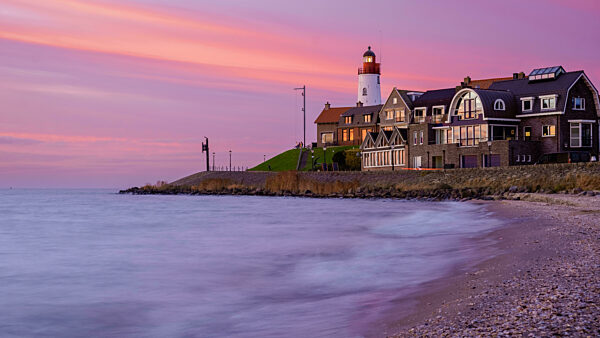 Lighthhouse of Urk Netherlands during sunset in the Netherlands