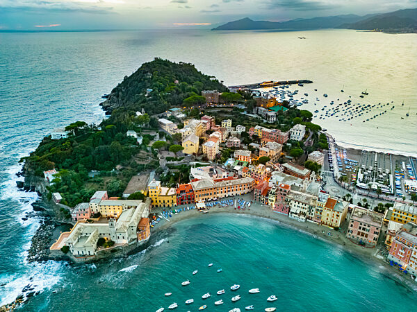 Aerial view of the Bay of Silence in Sestri Levante