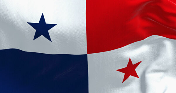 Panama national flag waving in the wind on a clear day