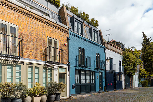 St Lukes Mews cozy cobbled street in Notting Hill neighbourhood in London