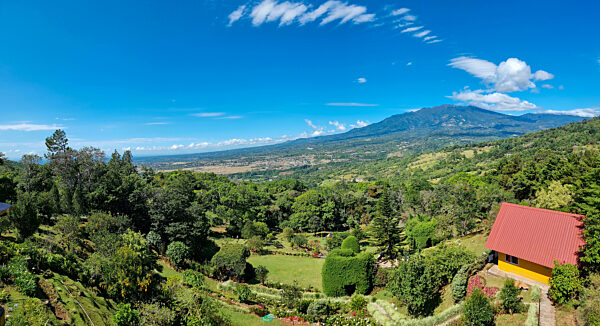 Panama, Boquete, panoramic view of the valley and the tropical garden from the view point