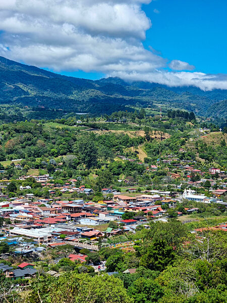 Panama, Boquete, view of the town center and nature