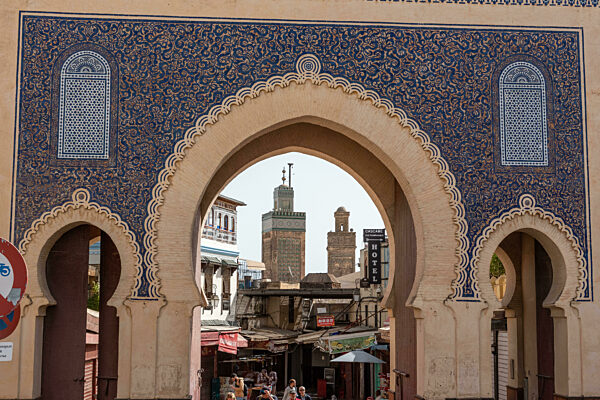 Famous town gate Bab Boujloud in the medina of Fes