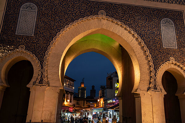 Famous town gate Bab Boujloud in the medina of Fes