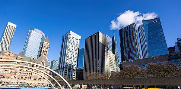 The highrise office buildings at City Hall Square Toronto Canada - TORONTO, CANADA - APRIL 18, 2024