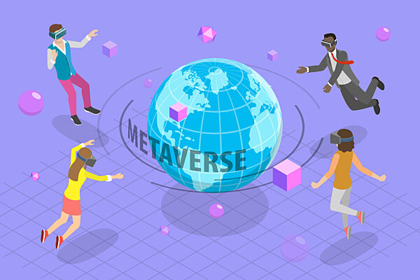 3D Isometric Flat  Conceptual Illustration of Metaverse, Digital Virtual Reality Technology<br>3D Isometric Flat  Conceptual Illustration of Metaverse, Digital Virtual Reality Technology