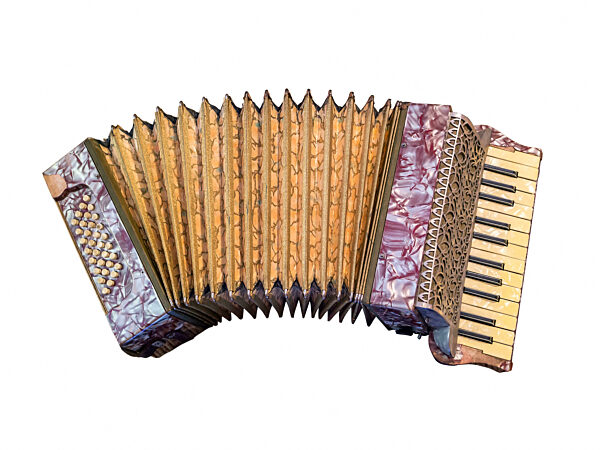 Vintage accordion over white background