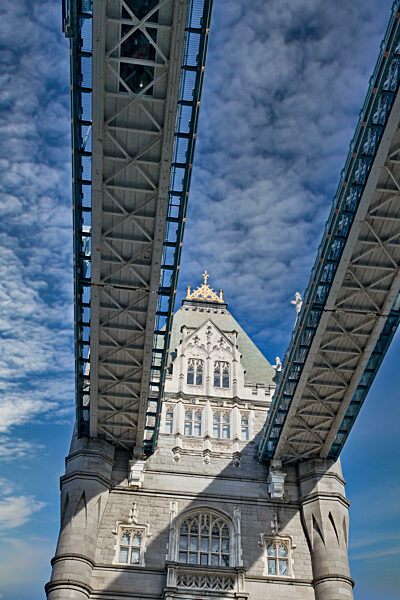 Tower Bridge Walkways and Central Towers  in London, UK.