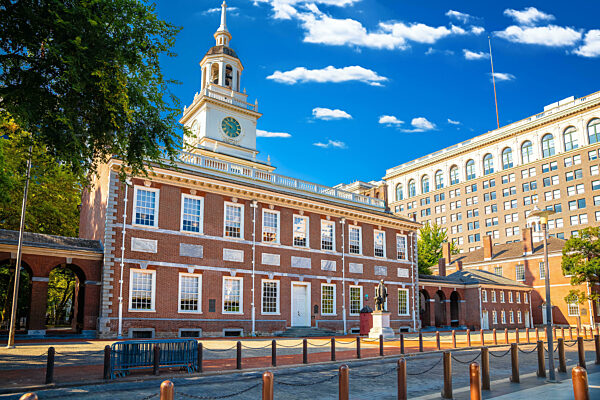 Philadelphia, Independence Hall historisches Wahrzeichen in Philadelphia Straßenansicht