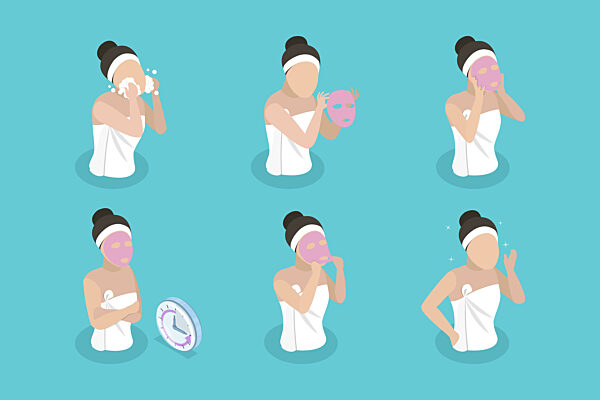 3D Isometric Flat  Illustration of Facial Mask...