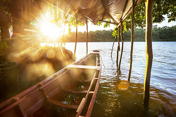 The fishing boats on tropical river in Brazil, South America