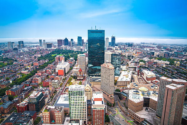 Boston, MA. Boston Skyline Panoramablick von oben