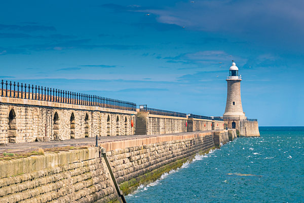 Tynemouth north pier of the harbour and it's lighthouse.