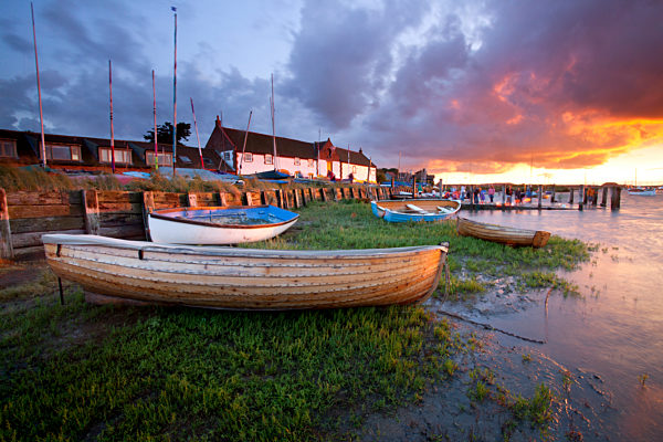 Burnham Overy Staithe at sunset.