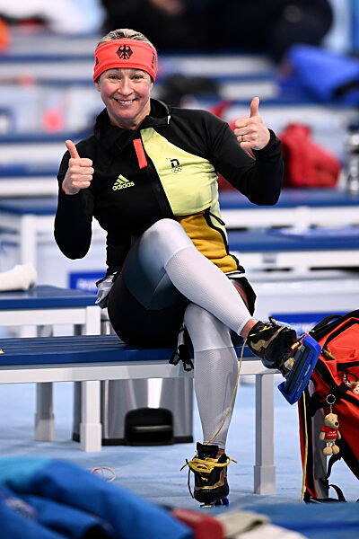 Olympische  Winterspiele  2022 in Beijing/Peking
Claudia Pechstein beim Training in Beiling
