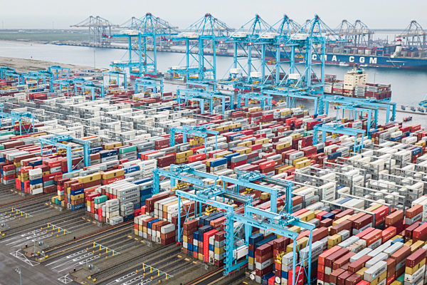 Netherlands: Harbor Rotterdam from the air