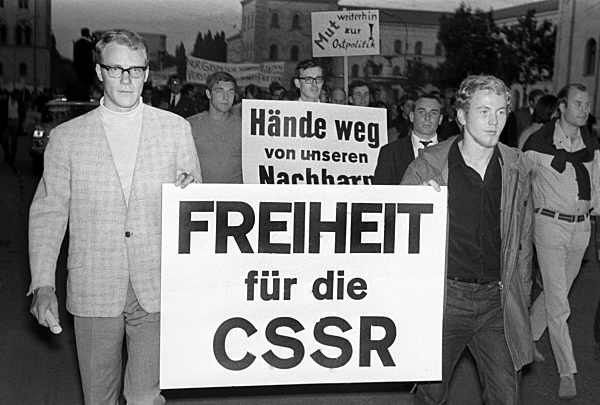 Protest against Russians marching into the CSSR