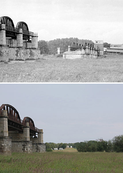 Innerdeutsche Grenze - Elbbrücke Dömitz (Eisenbahn) 1982/2011