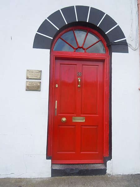 typical colored Irish door of a house