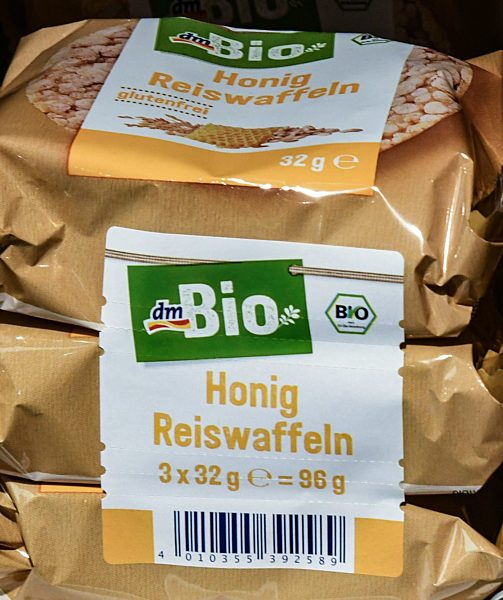 Bio Honig Reiswaffeln  im Supermarktregal