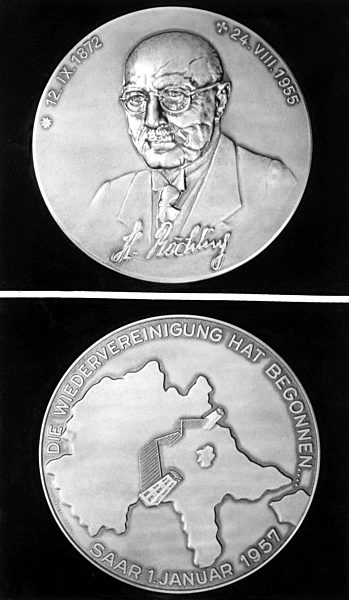 Röchling-Plakette zur Wiedereingliederung des Saarlandes
