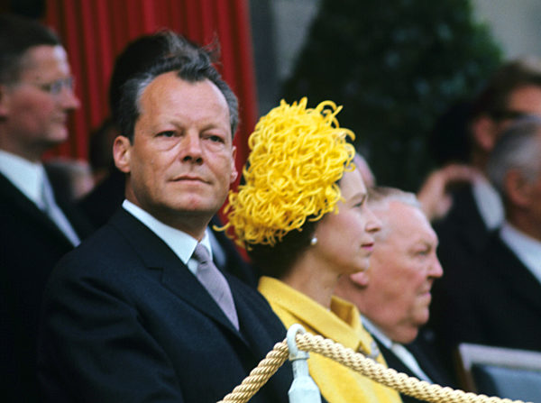 Queen Elizabeth II. with Willy Brandt and Ludwig Erhard