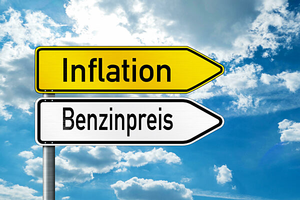 Inflation Makes Gasoline Price Rise, Sign Saying Inflation And Gasoline Price