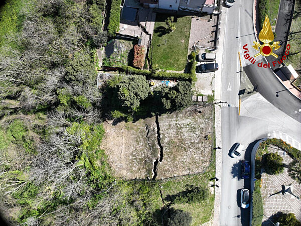 Italy: Firefighters monitoring the area affected by a landslide in Petacciato, in the province of Campobasso, with the use of drones and helicopters. As a precaution, traffic on the A14 motorway between t Vasto Sud and Termoli junctions, as well as the A