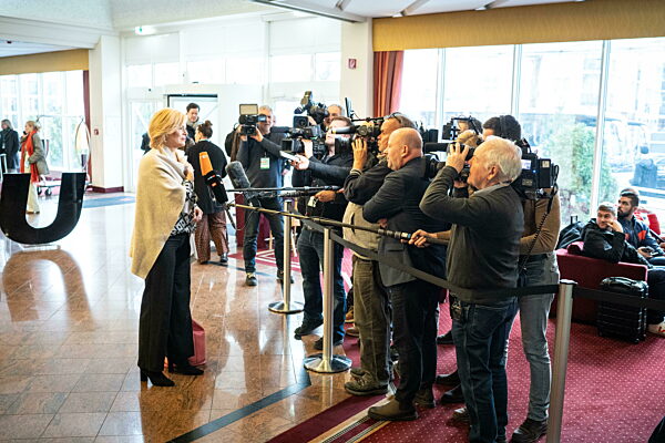 Klausurtagung Bundesvorstand der CDU Deutschlands in Heidelberg - Julia Klöckner, Mitglied Bundesvorstand, bei einem kurzen Pressestatement