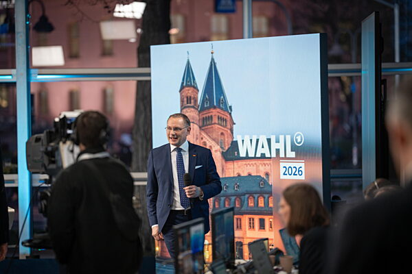 Landtagswahl 2026 in Rheinland-Pfalz Wahlabend im Gebäude des Landesparlaments