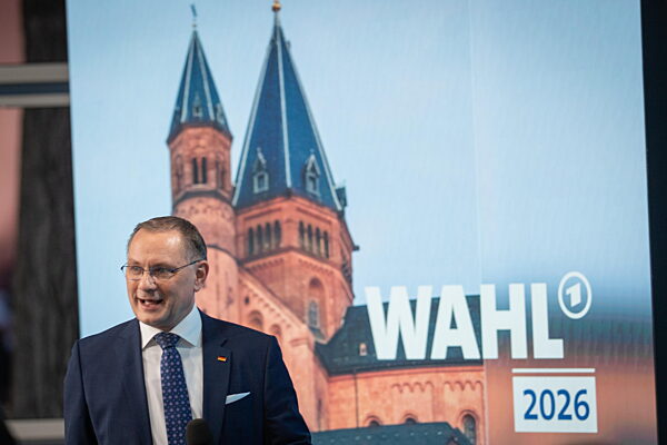 Landtagswahl 2026 in Rheinland-Pfalz Wahlabend im Gebäude des Landesparlaments