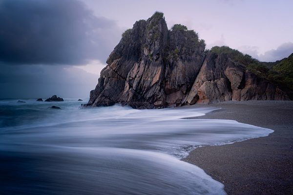 Coastline, Punakaiki at sunset, Paparoa National Park, West Coast, South Island, New Zealand, Pacific