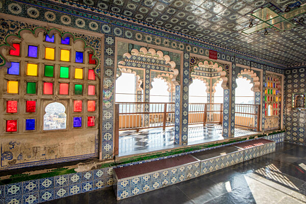 Interior of City Palace, Udaipur, Rajasthan, India, South Asia.