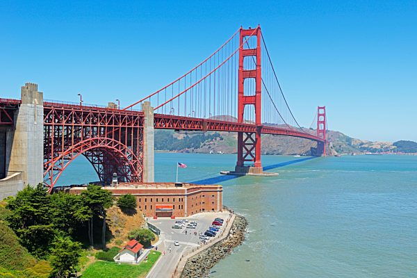 Golden Gate Bridge and Fort Point, San Francisco, California, USA