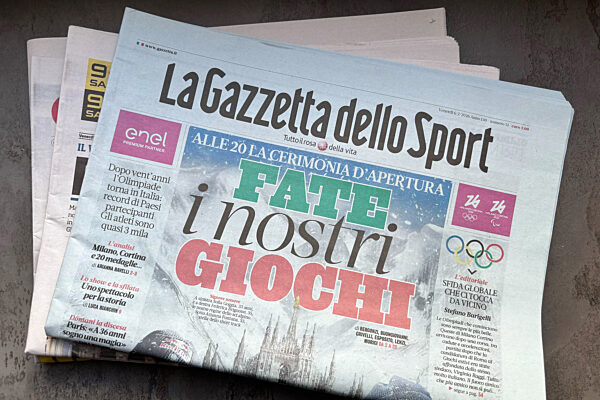 Olympische Winterspiele 2026 - „Gazzetta dello Sport“ in blau"