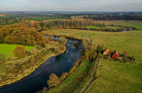 Renaturierte Lippe, Datteln, Ruhrgebiet, Nordrhein-Westfalen, Deutschland