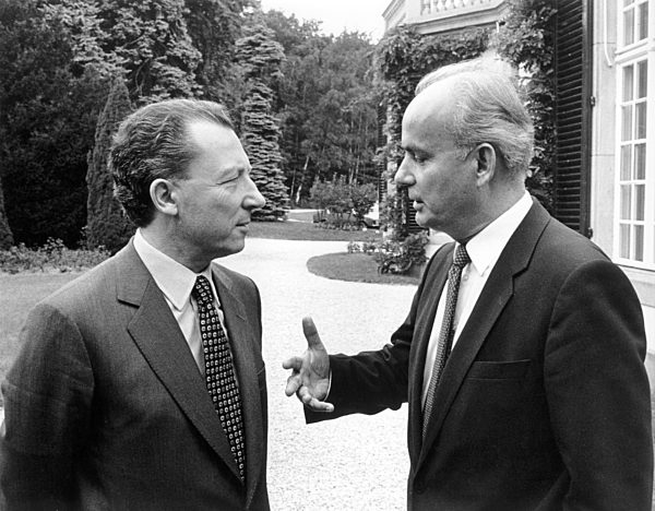 Delors and Matthöfer at the German-French summit meeting