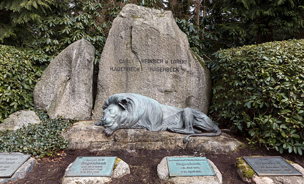 Neuer Bronzelöwe auf der Grabstätte von Carl Hagenbeck