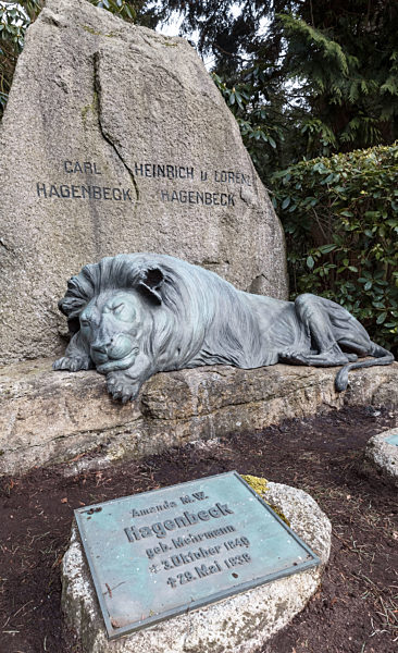Neuer Bronzelöwe auf der Grabstätte von Carl Hagenbeck