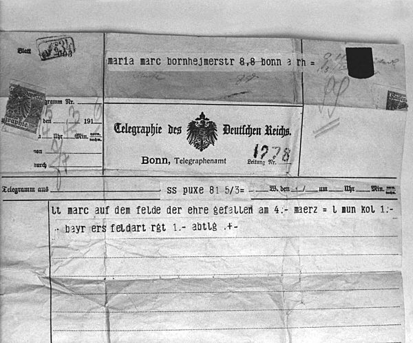 Franz Marc - Telegramm mit Todesnachricht