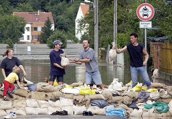 Hochwasser in Dresden Laubegast